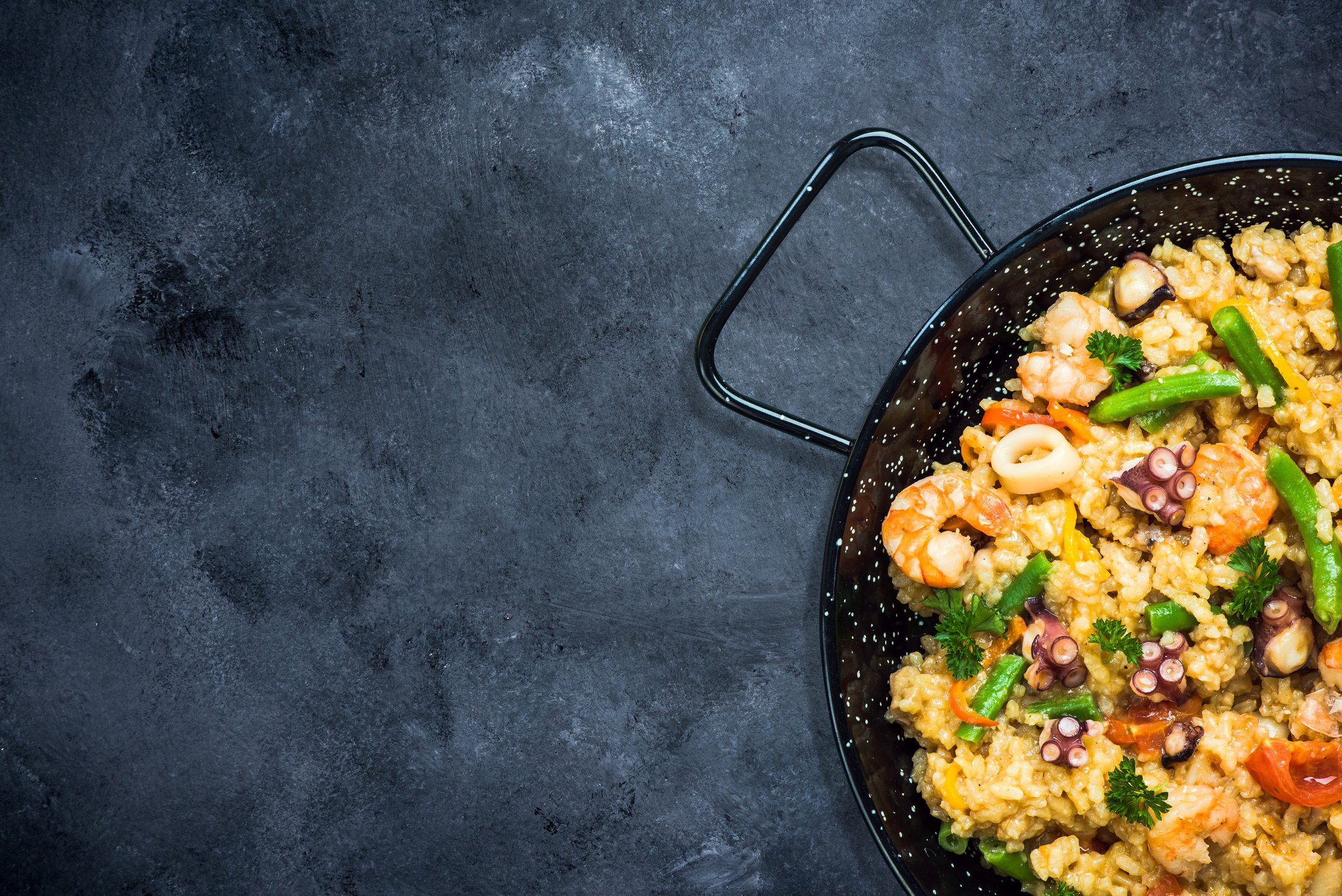 Traditional Spanish Paella with Seafood